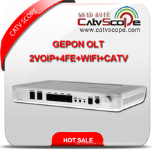 Высокопроизводительный 4VoIP + 4fe + WiFi + CATV Оптический сетевой терминал Gepon ONU